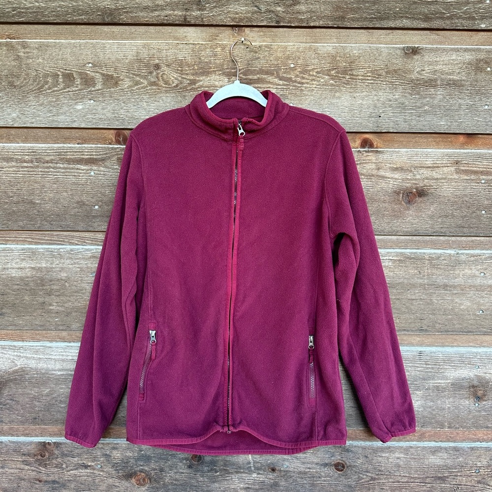 Lands End Boys Maroon Full Zip Up